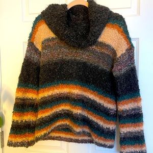 Cowl neck multicolored wool-blend sweater